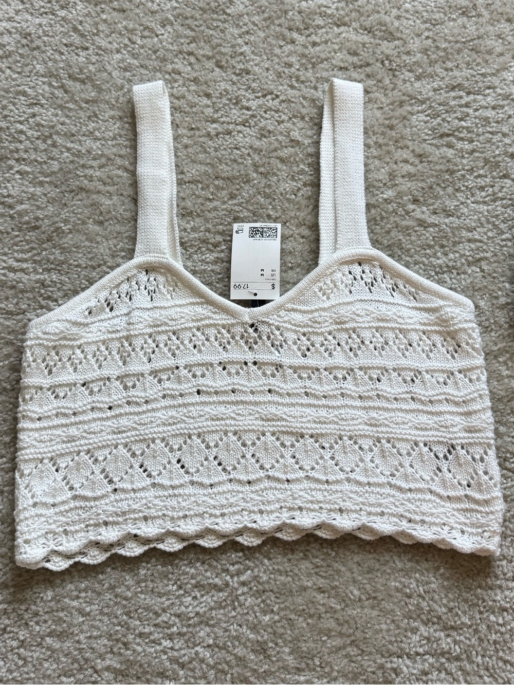 H&M NWT White Crochet Crop Tank